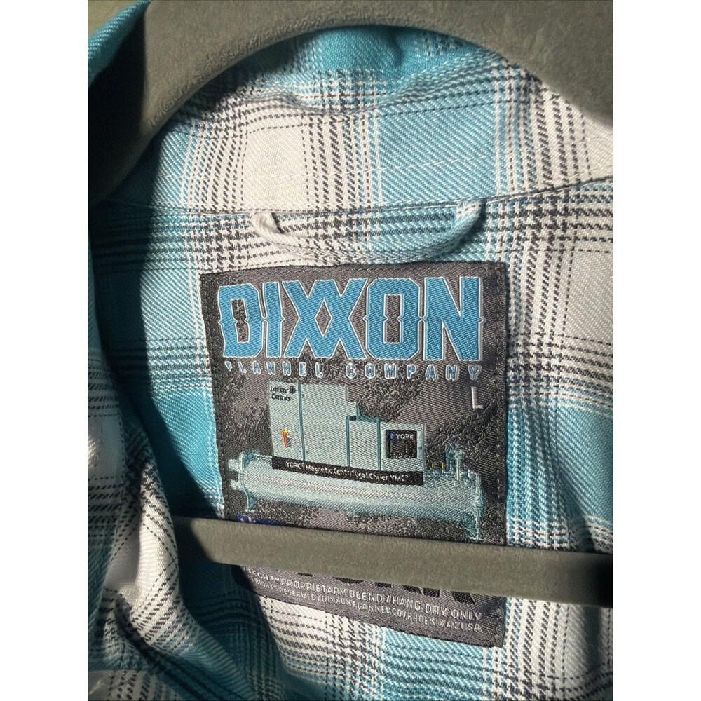 NWT Dixxon Flannel Shirt Men’s Large YORK Blue Plaid Button Up Long Sleeve - Picture 3 of 5